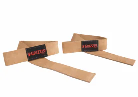 Premium Grizzly Leather Lifting Straps with Thick Durable Stitching and 1.5-Inch Wide Genuine Leather Design