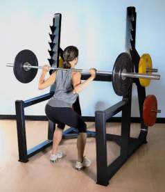 Muscle D Fitness (FW-SR-B) Squat Rack with Laser Cut Gun Rack Style Bar Holders