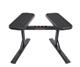 PowerBlock PowerMax 2.0 Stand with Split Flat Trays and Center Micro Weight Storage, Compact Adjustable Dumbbell Stand for Home Gyms