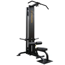 Powertec P-LM Lat Machine – Heavy-Duty Plate-Loaded Lat Pulldown and Row Machine for Home and Garage Gyms
