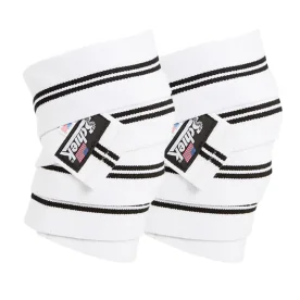 High-Performance Schiek 1178W White Line Knee Wraps Without Velcro, Designed for Maximum Knee Support During Weightlifting and Powerlifting