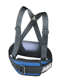 6" Schiek 4006S Industrial Back Support Belt in Royal Blue with Suspenders for Heavy Lifting and Lumbar Protection