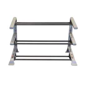 Body-Solid SDKR1000MB Three-Tier Medicine Ball Rack with Heavy-Duty Steel Shelves. Frame Is Now Black