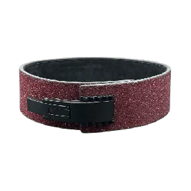 Maroon Sparkle Leather Lifting Belt Featuring a PAL V2 Lever for Secure Adjustments