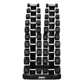 10 Pair Vertical Dumbbell Rack for 5-50 lb. Hex Dumbbell Set | TKO (840VDR10-BK). Dumbbells Sold Separately