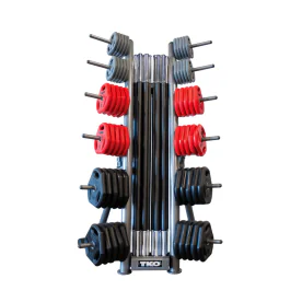 TKO Cardio Pump 10 Set Pack Featuring Complete Weight Sets Neatly Organized on Space-Saving Group Training Rack