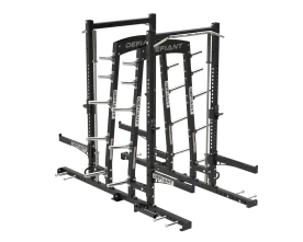 Defiant Strength Combo Half Rack by TKO Featuring 3x3 11-Gauge Steel Uprights, Stainless Steel Chin Bar, and Angled Plate Storage for Commercial Gyms