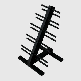 Troy Barbell Compact 10 Pair Dumbbell Rack (T-HDR) Showing Space-Saving Vertical Storage for Neoprene and Vinyl Dumbbells in Home Gyms