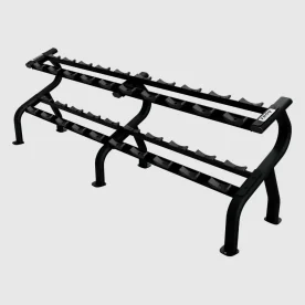 Matte Black Troy 10-Pair Dumbbell Rack with Angled Tiers for Organized, Space-Efficient Storage in Light Commercial Gyms
