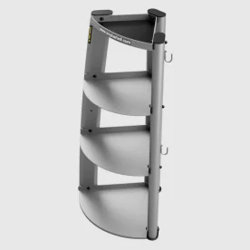 Vertical Kettlebell and Accessory Rack by Troy Barbell Featuring Four Shelves and Hooks for Storing Fitness Equipment in a Compact Gym Space
