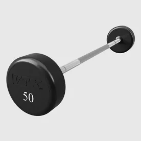 Troy Barbell VTX Straight Urethane Fixed Barbell with Round Heads and Chrome Handle for Strength Training