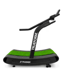 TrueForm TRAINER Turf Curved Manual Treadmill with Green Turf Belt