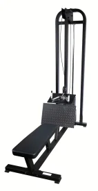 York Barbell ST Low Row Back Machine in Black with Step-Through Frame, Diamond-Plate Footplate, and Seated Row Station
