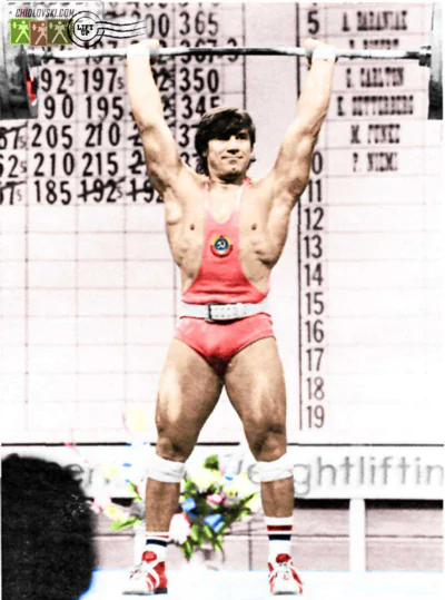 Weightlifter David Rigert toys with 220 kilos (484-pounds) weighing 195.