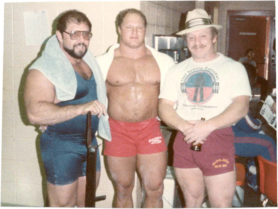 Powerlifters Larry Pacifico, Joe Ladiner and Fred Hatfield