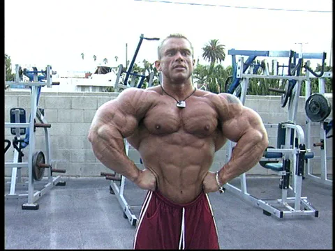 Bodybuilder Lee Priest posing in contest condition