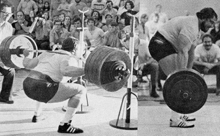 Jon Cole performing a barbell squat in powerlifting competition