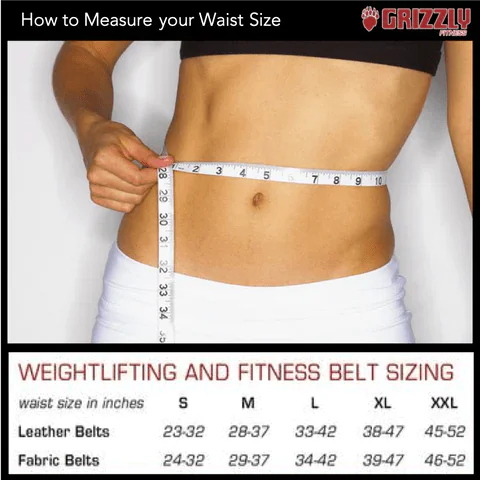 Grizzly Fitness 4" Padded Pacesetter Weightlifting Belt Sizing Chart